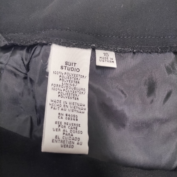 Vintage Suit Studio pants high-rise lined wide legs black Size: 16 - Picture 3 of 5